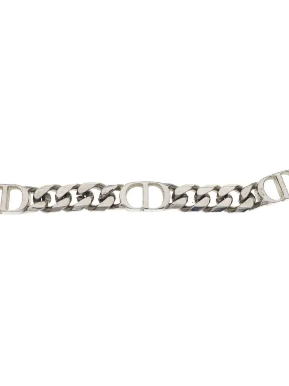 Dior CD Logo Icon Chain Link Necklace Silver